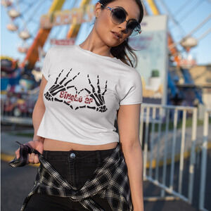 SINGLE AF Custom Design White Short Sleeve Graphic T-Shirt Womens Size M Tee